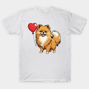 Pomeranian Heart Balloon - Valentines Day T-Shirt